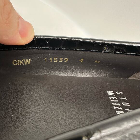 Stuart Weitzman Patent Leather Croc Embossed Wedge Buckle Loafer Women’s 4 - Picture 14 of 15